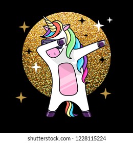 Vector illustration of fantasy dabbing horse unicorn. Flat style design