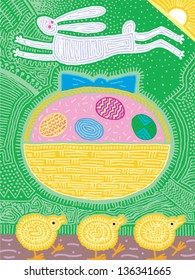 Vector illustration of a fantasy Easter card