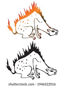 Vector illustration of a fantasy fire hyena