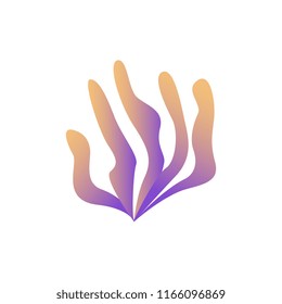 Vector illustration of fantasy gradient color plant isolated on white background. Modern violet and yellow grass or leaf - trendy decorative element for floral natural design.