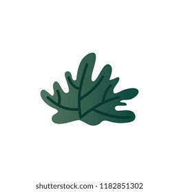 Vector illustration of fantasy green bush or leaf in flat style isolated on white background - colorful forest and garden decorative element for seasonal or floral design.