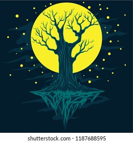 Vector illustration of fantasy horror tree