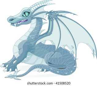 Vector illustration of a fantasy ice dragon