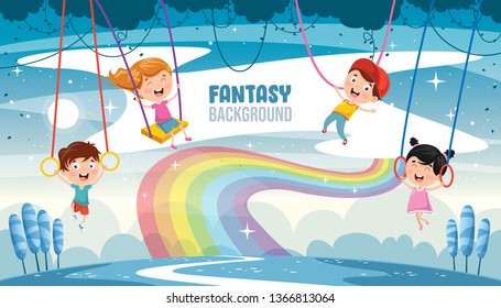 Vector Illustration Of Fantasy Landscape