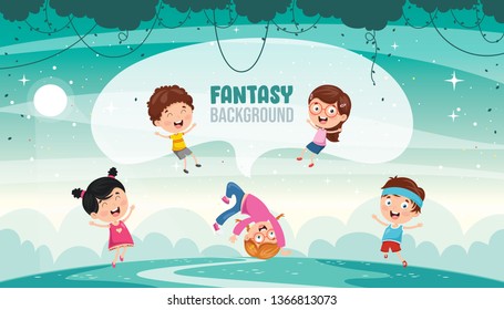 Vector Illustration Of Fantasy Landscape