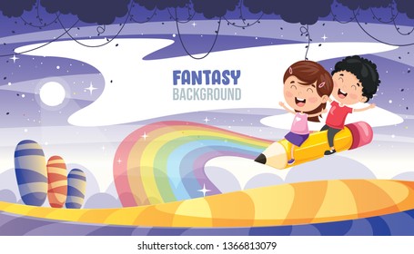 Vector Illustration Of Fantasy Landscape