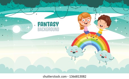 Vector Illustration Of Fantasy Landscape