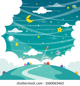 Vector Illustration Of Fantasy Landscape Background