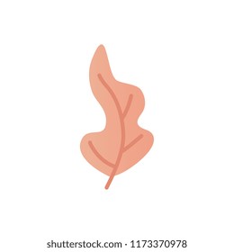 Vector illustration of fantasy leaf or tree colored in orange gradient isolated on white background - botanical decorative element for floral natural design in flat style.