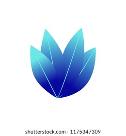 Vector illustration of fantasy plant leaf in neon blue gradient color isolated on white background - natural decorative element for modern floral design with tree or grass foliage.