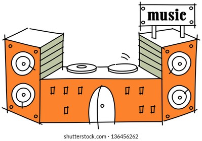 Vector illustration of fantasy speakers