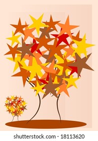 Vector Illustration - Fantasy Star Tree, Autumn
