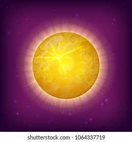 Vector illustration of fantasy sun planet. Perfect as design element for scientific games, symbol of astronomy and satellite, space objects and other works. 