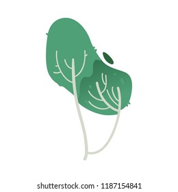 Vector illustration of fantasy tree with green foliage isolated on white background - abstract floral decorative element for natural design in modern flat gradient style.