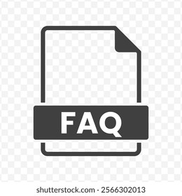 Vector illustration of FAQ file in dark color and transparent background(PNG).