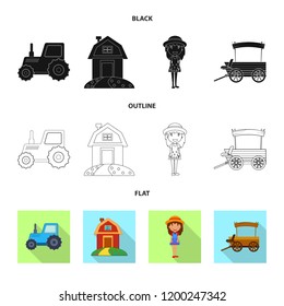 Vector illustration of farm and agriculture icon. Set of farm and plant stock vector illustration.