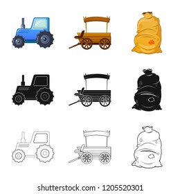 Vector illustration of farm and agriculture icon. Set of farm and plant stock symbol for web.