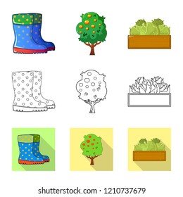 Vector illustration of farm and agriculture icon. Collection of farm and plant vector icon for stock.