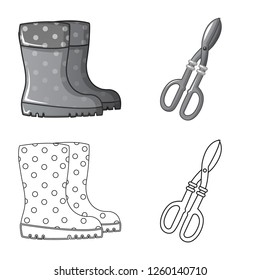Vector illustration of farm and agriculture icon. Set of farm and plant stock symbol for web.