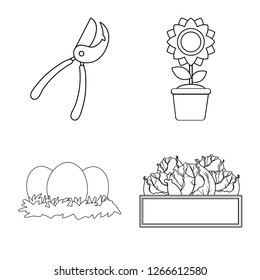 Vector illustration of farm and agriculture icon. Set of farm and plant stock symbol for web.