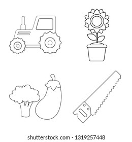 Vector illustration of farm and agriculture icon. Collection of farm and plant vector icon for stock.