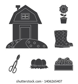 Vector illustration of farm and agriculture icon. Set of farm and plant vector icon for stock.