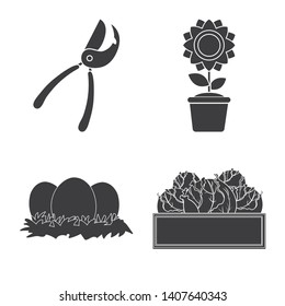 Vector illustration of farm and agriculture icon. Collection of farm and plant stock symbol for web.