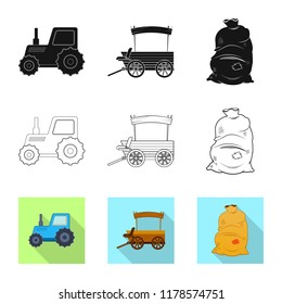 Vector illustration of farm and agriculture logo. Collection of farm and plant stock symbol for web.
