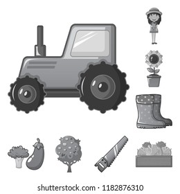 Vector illustration of farm and agriculture logo. Collection of farm and plant vector icon for stock.