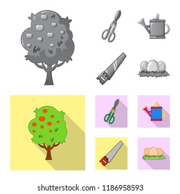 Vector illustration of farm and agriculture logo. Set of farm and plant vector icon for stock.