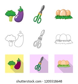 Vector illustration of farm and agriculture logo. Collection of farm and plant stock vector illustration.