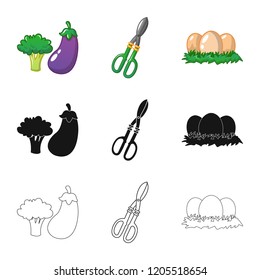 Vector illustration of farm and agriculture logo. Set of farm and plant vector icon for stock.