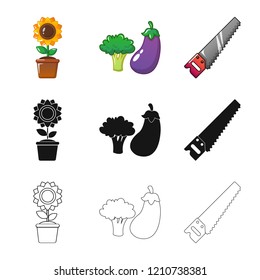 Vector illustration of farm and agriculture sign. Collection of farm and plant stock vector illustration.