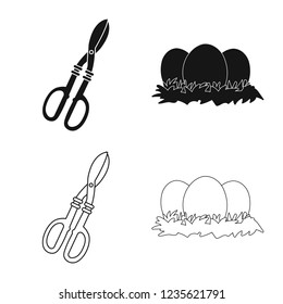 Vector illustration of farm and agriculture sign. Set of farm and plant vector icon for stock.
