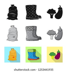 Vector illustration of farm and agriculture sign. Set of farm and plant stock symbol for web.