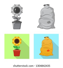 Vector illustration of farm and agriculture sign. Collection of farm and plant vector icon for stock.
