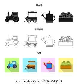 Vector illustration of farm and agriculture sign. Set of farm and plant stock vector illustration.