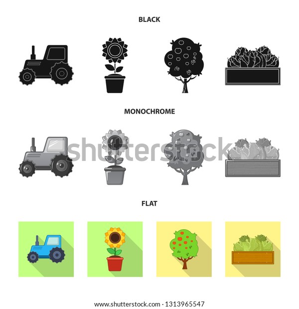 Vector illustration of\
farm and agriculture sign. Collection of farm and plant stock\
vector illustration.