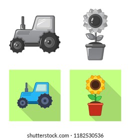 Vector illustration of farm and agriculture symbol. Collection of farm and plant stock vector illustration.
