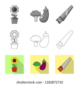 Vector illustration of farm and agriculture symbol. Collection of farm and plant vector icon for stock.