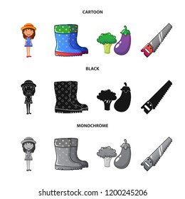 Vector illustration of farm and agriculture symbol. Set of farm and plant stock symbol for web.