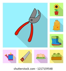 Vector illustration of farm and agriculture symbol. Set of farm and plant stock symbol for web.