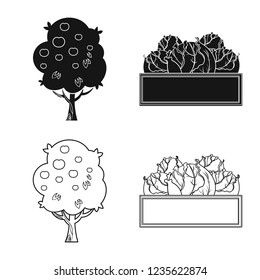 Vector illustration of farm and agriculture symbol. Collection of farm and plant stock symbol for web.