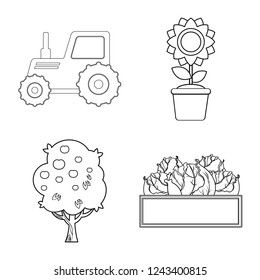 Vector illustration of farm and agriculture symbol. Set of farm and plant vector icon for stock.