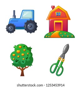 Vector illustration of farm and agriculture symbol. Set of farm and plant stock vector illustration.