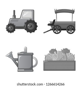Vector illustration of farm and agriculture symbol. Collection of farm and plant stock symbol for web.