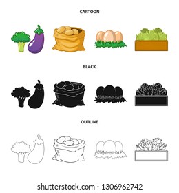 Vector illustration of farm and agriculture symbol. Collection of farm and plant stock vector illustration.