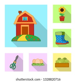 Vector illustration of farm and agriculture symbol. Set of farm and plant stock vector illustration.