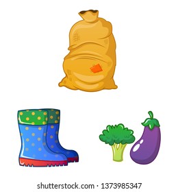 Vector illustration of farm and agriculture symbol. Collection of farm and plant stock symbol for web.