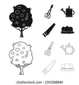 Vector illustration of farm and agriculture symbol. Set of farm and plant vector icon for stock.
